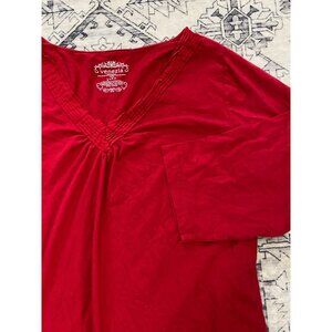 Venezia Red V-Neck 3/4 Sleeve Top Women’s Size 14/16 Cotton Blend Stretch Blouse